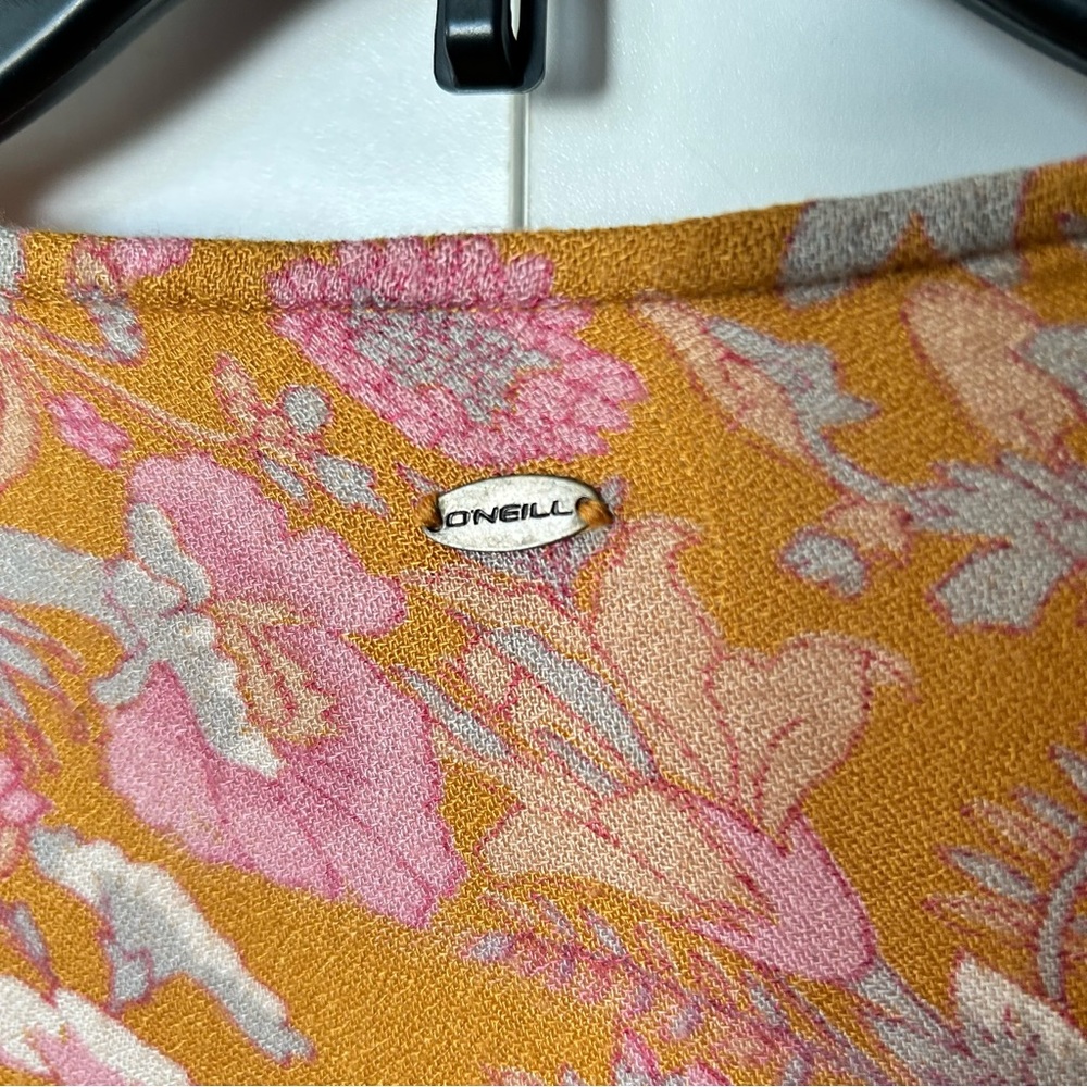 O’Neill Orange Floral Long Sleeve Kimono/ Coverup EUC sz OSFM - Picture 8 of 12